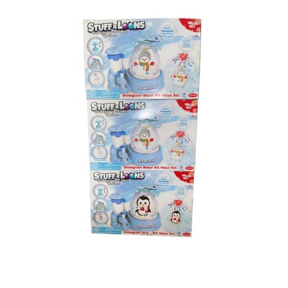 Stuff-A-Loons Snowglobe Maker Kit Value‎ Set Lot of 3 Snowman Penguin 8+
